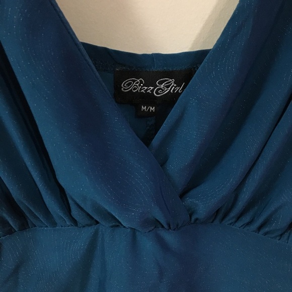 Elegant Teal Sleeveless Dress - Picture 4 of 6